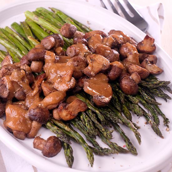 Asparagus with Miso Mushrooms