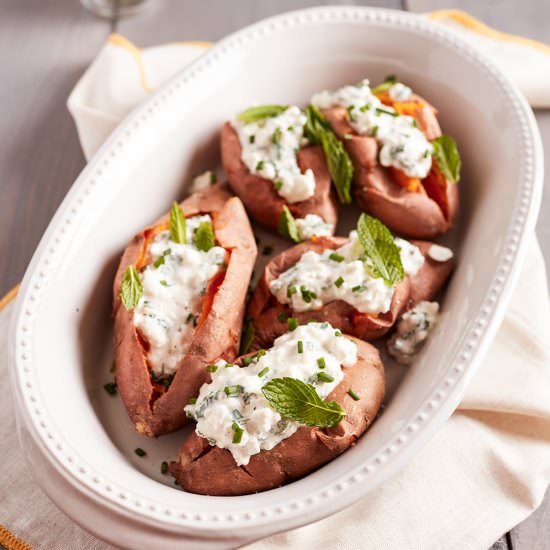 Stuffed Sweet Potatoes with cheese