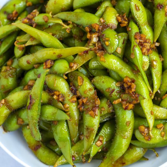 Spicy Garlic Ginger Edamame