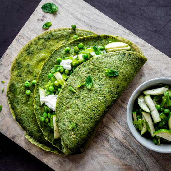 Sweet Pea Spinach Crepes