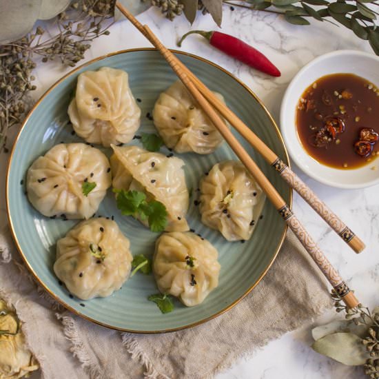 Garlic Chicken Spinach Dumplings