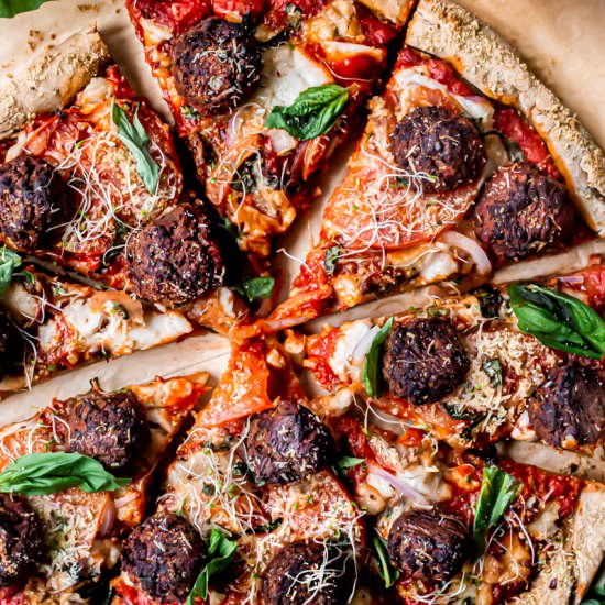 Vegan Meatball Pizza (Gluten-Free)