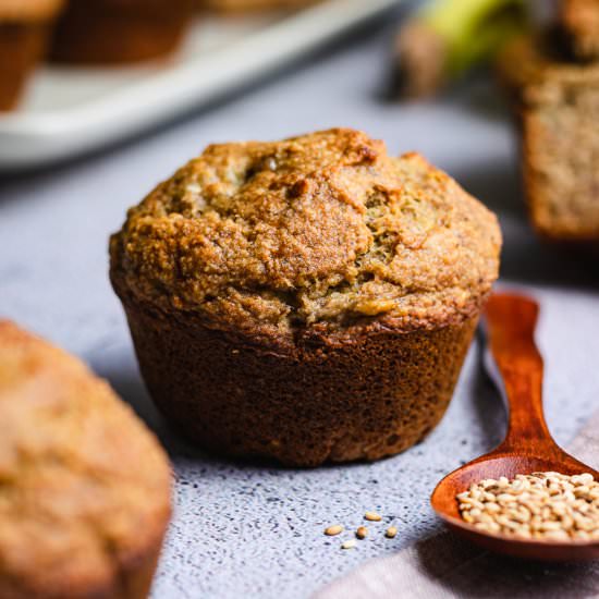 Sesame Banana Muffins (Vegan, GF)