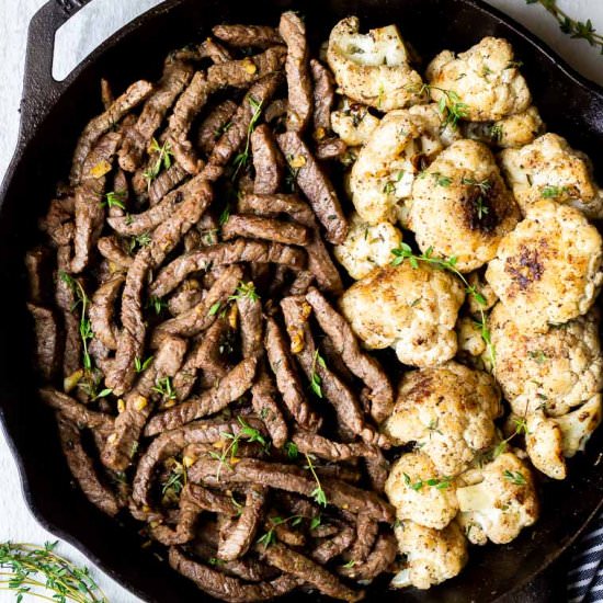 Garlic Butter Steak & Cauliflower