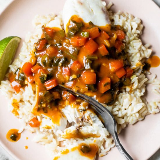 Tilapia, Thai Coconut Curry Sauce