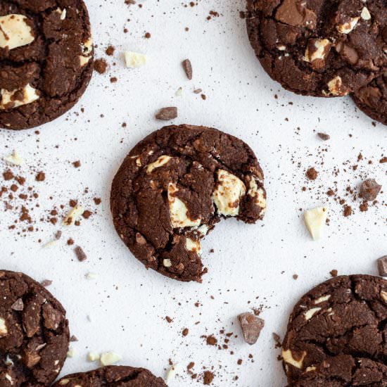 Soft Chewy Triple Chocolate Cookies