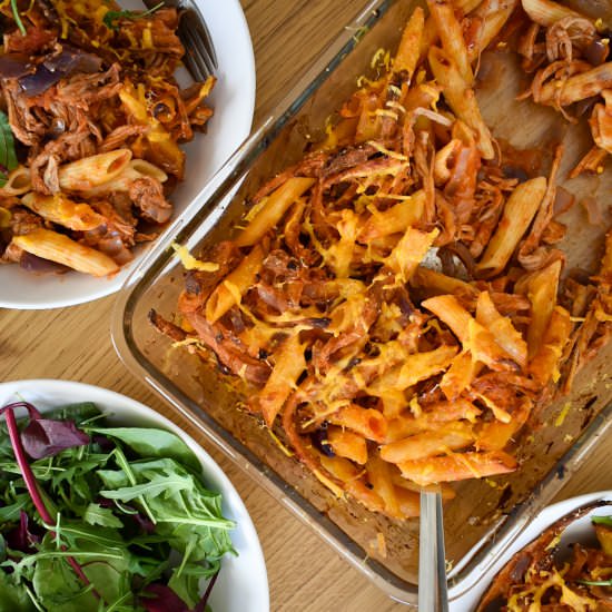 Leftover Roast Pork Pasta Bake