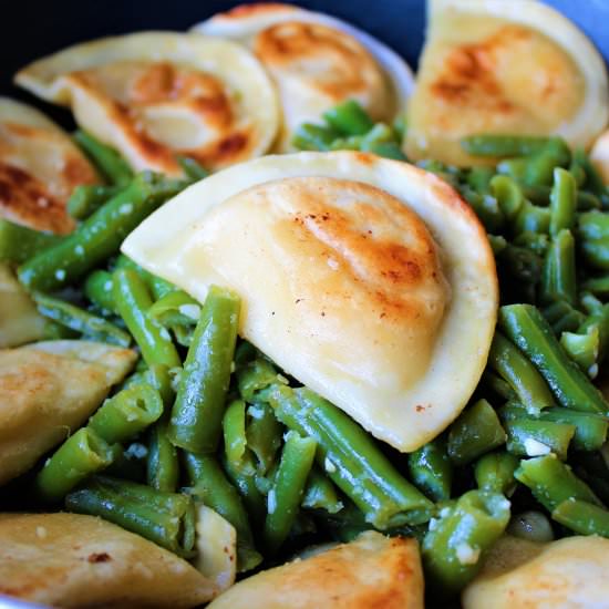 Pierogies With Garlic Green Beans