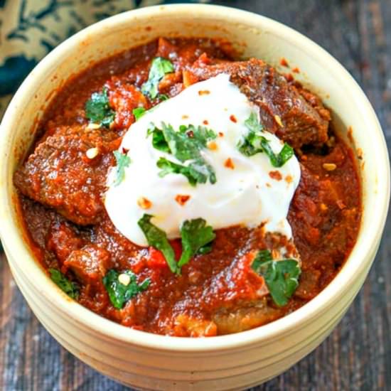 Chunky Beef Chili without Beans
