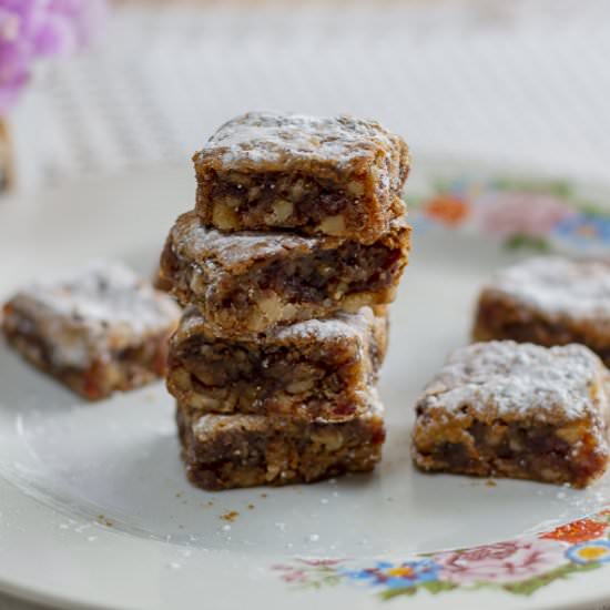 Delicious Date & Walnut Bars ~ GF