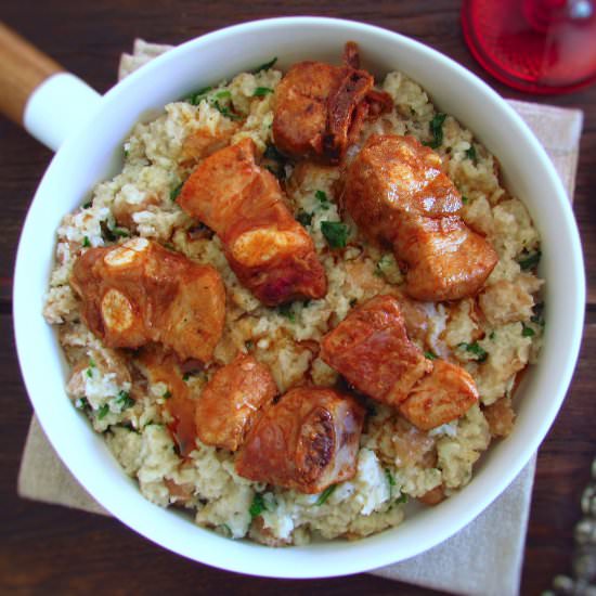 Portuguese migas with spare ribs