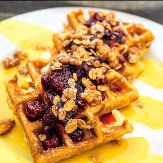 Cranberry Waffles With Orange Curd