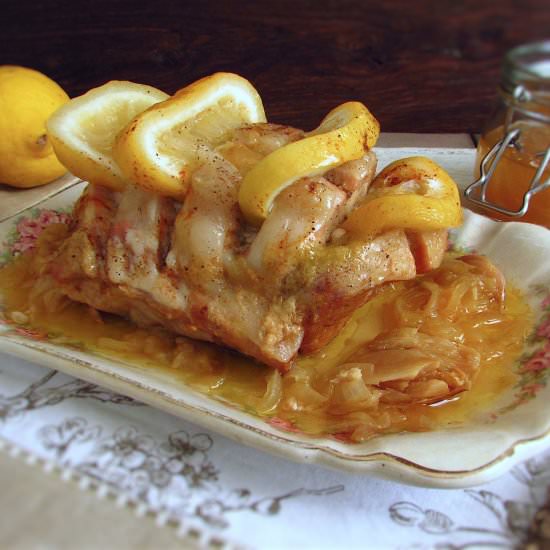 Stewed pork loin honey lemon