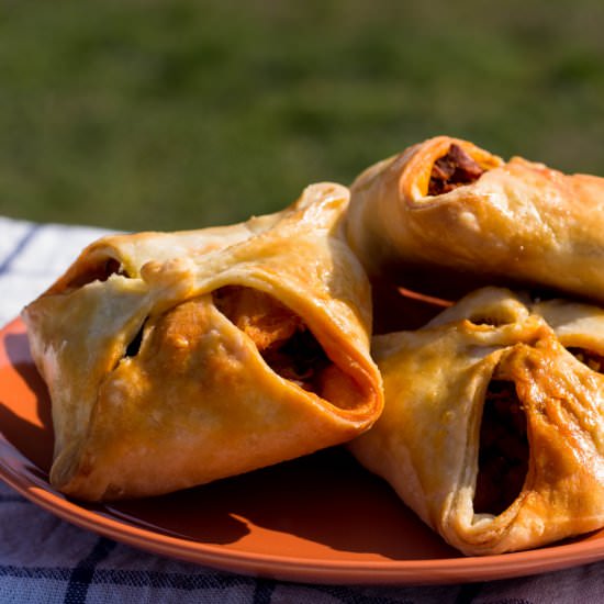Sweet potato and chorizo pastries