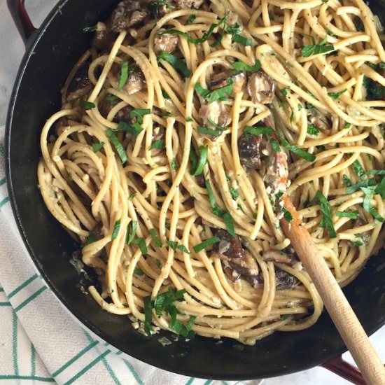 Bucatini with Crispy Mushrooms