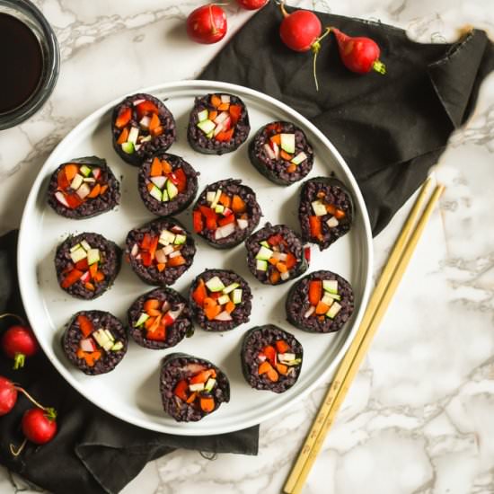Black Rice Vegetable Sushi Rolls