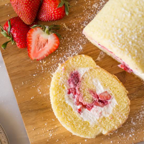 Berries and Cream Vanilla Cake Roll