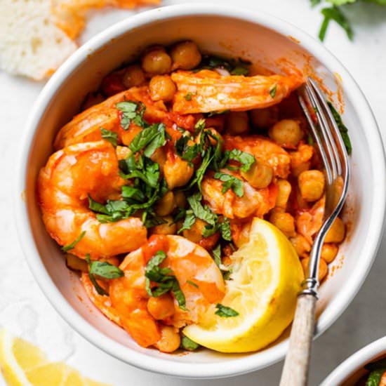 Harissa Shrimp and Chickpeas