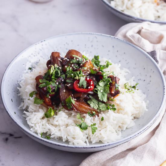 Stir Fried Aubergine with Chilli