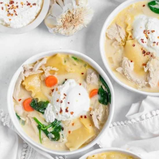 Chicken Alfredo Lasagna Soup!