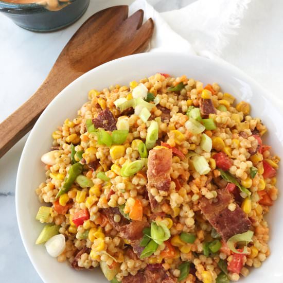 Pearl Couscous Salad w/ Corn, Bacon