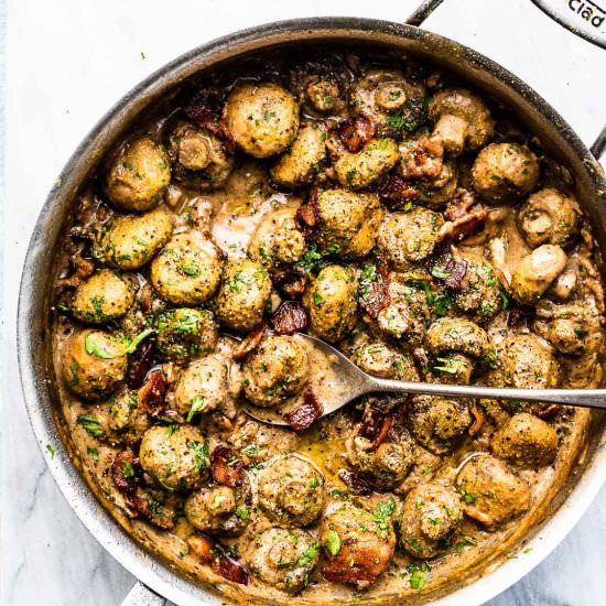 Creamy Garlic Mushrooms with Bacon
