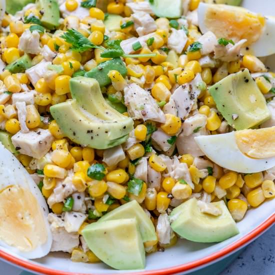 EASY CHICKEN AVOCADO CORN SALAD