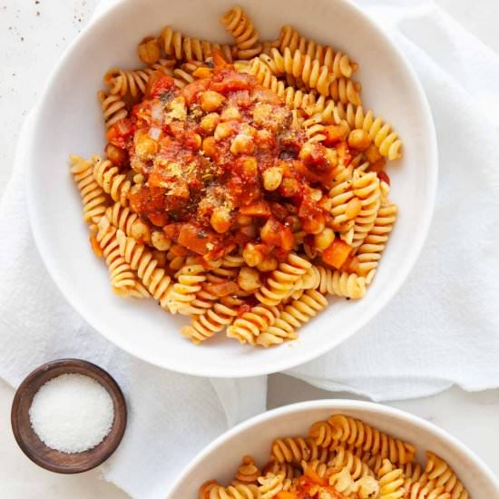 Pasta with Chickpea & Tomato Sauce
