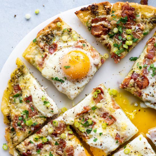 Bacon Pesto Breakfast Pizza