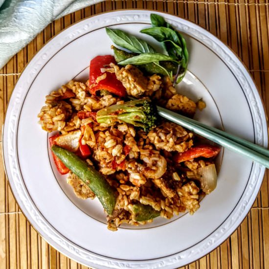 Thai Peanut Tempeh with Rice
