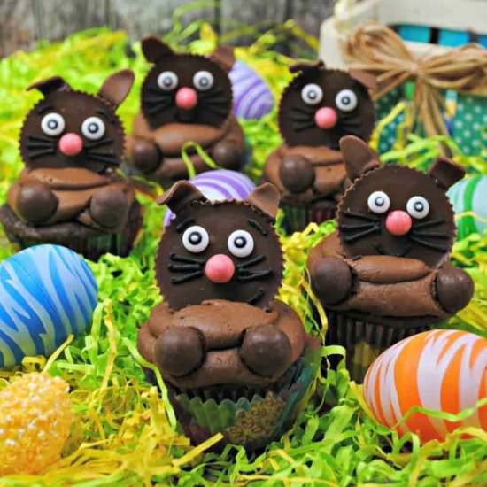 Easter Bunny Candy Cupcakes