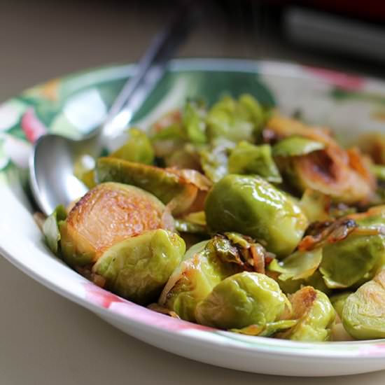 Browned Brussel Sprouts with Onions