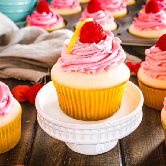 Lemon Cupcakes with Raspberry Icing