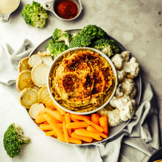 Roasted Pablano Hummus (Vegan+GF)
