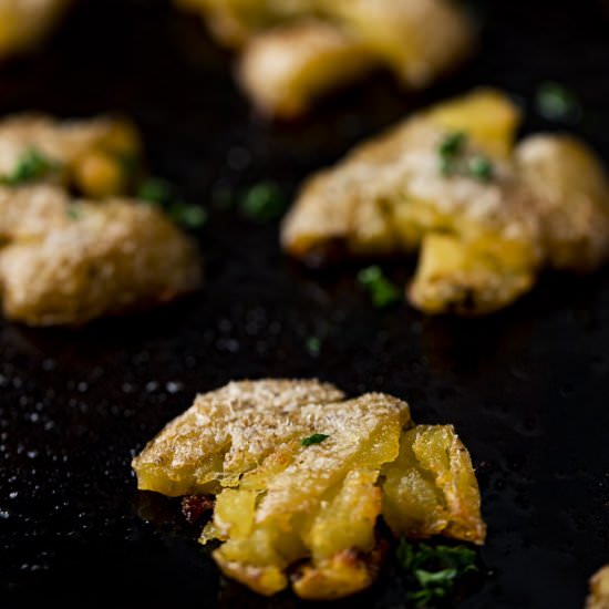 Duck Fat Crispy Smashed Potatoes