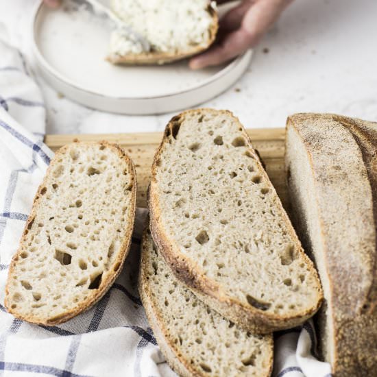 Easy no-knead sourdough bread