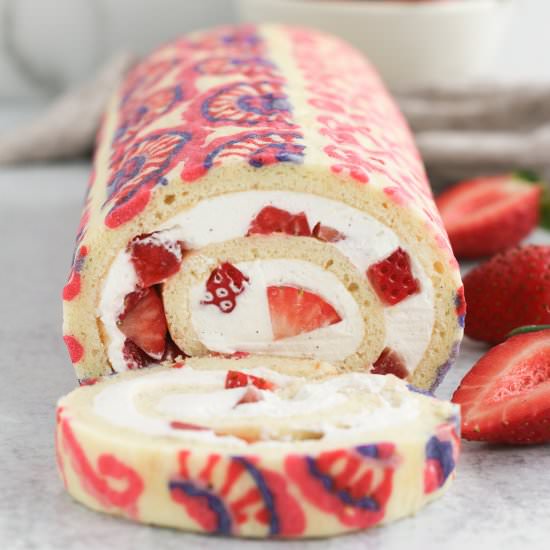 Strawberries & Cream Swiss Roll