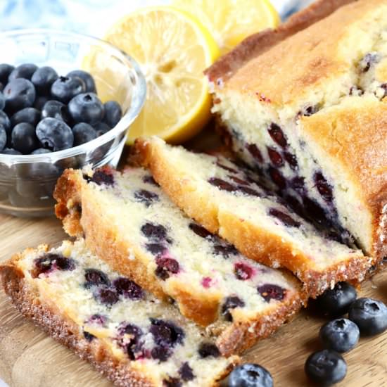 Blueberry Bread with Lemon Glaze