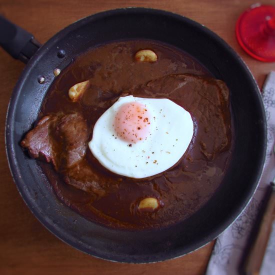 Steak with coffee sauce
