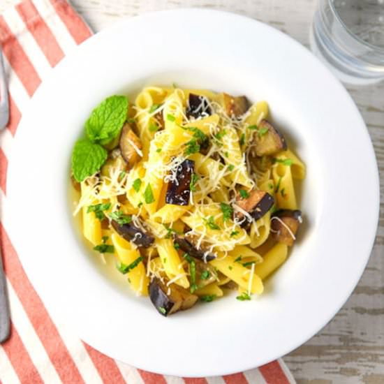 Penne with Eggplant and Mint