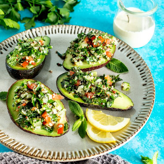 Quinoa Tabbouleh Stuffed Avocados