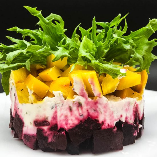 Beet Napoleons & Garlic Vinaigrette