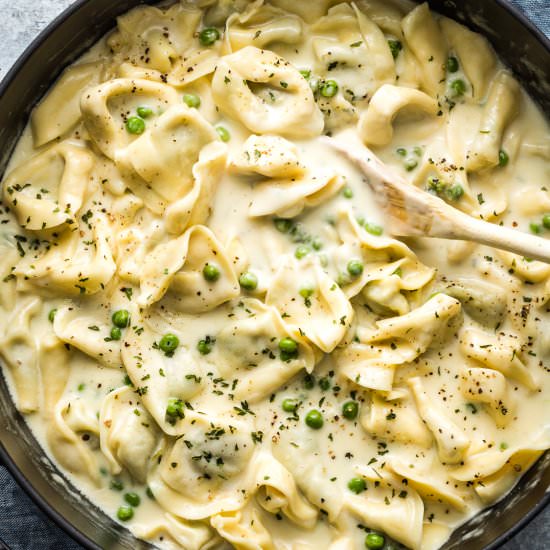 Tortellini Alfredo with Peas
