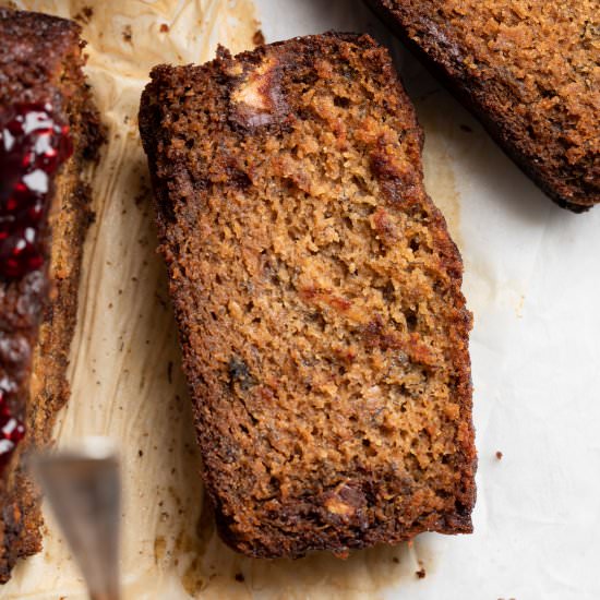 Gluten Free PB&J Banana Bread