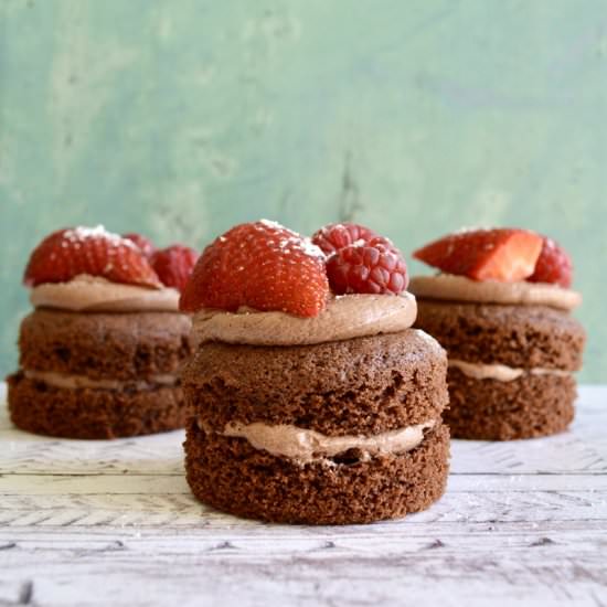 Mini Double Chocolate Berry Cakes