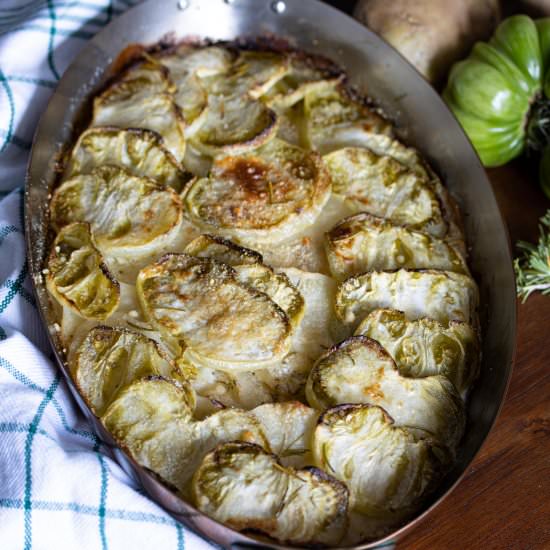 Potato and Green Tomato Gratin