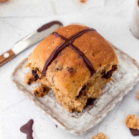 Vegan Chocolate Hot Cross Buns