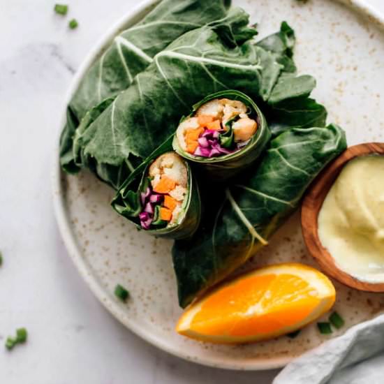Easy Rainbow Collard Green Wraps