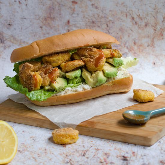 Shrimp avocado crab mayo sandwich