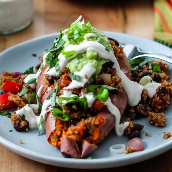 Black Bean Quinoa Sweet Potatoes